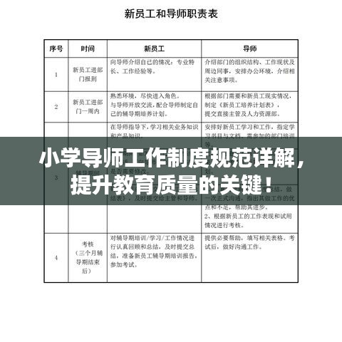 小學導師工作制度規(guī)范詳解，提升教育質(zhì)量的關(guān)鍵！